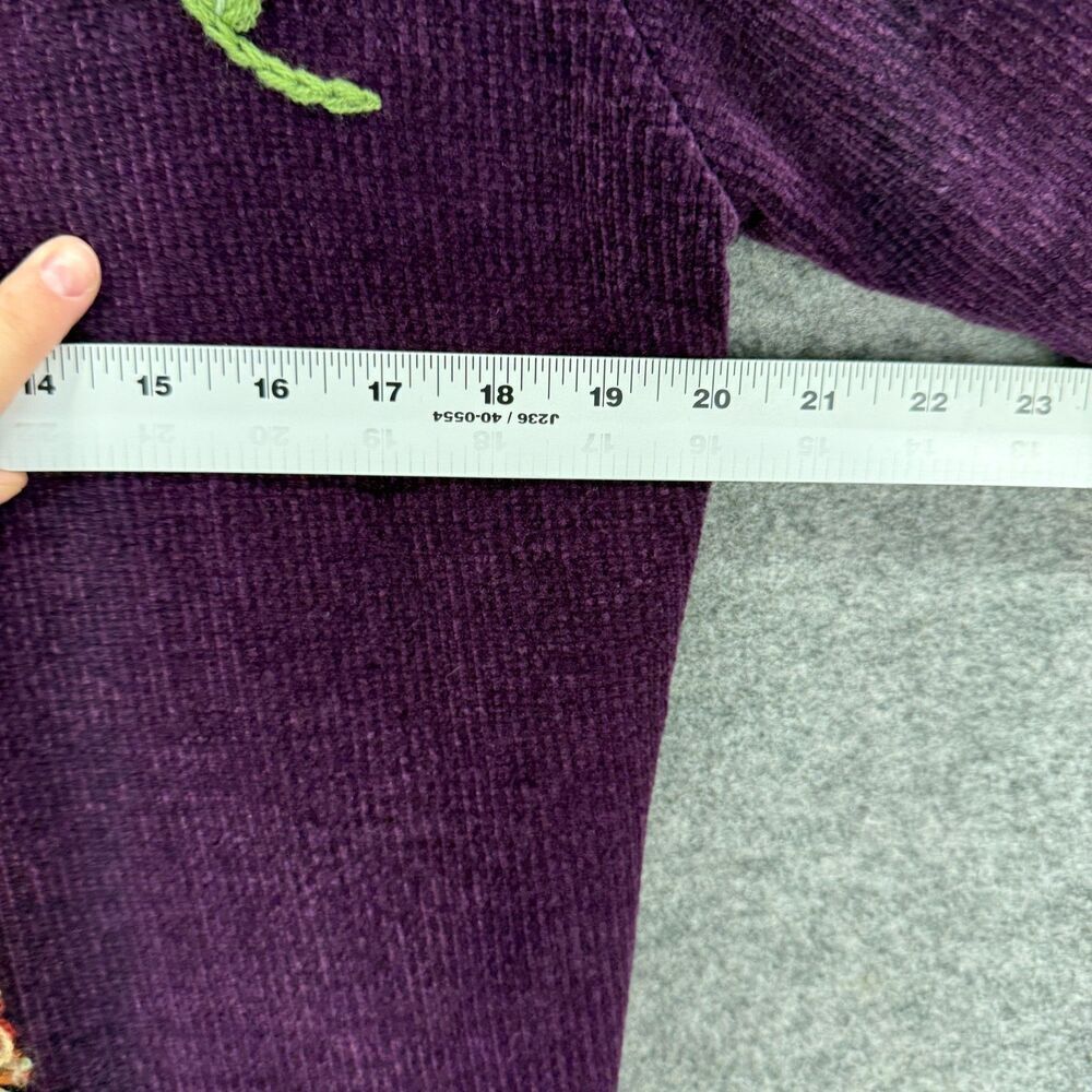 Unbranded Cardigan Women M Medium Purple Floral Open Front Embroidered Knit - Picture 3 of 5